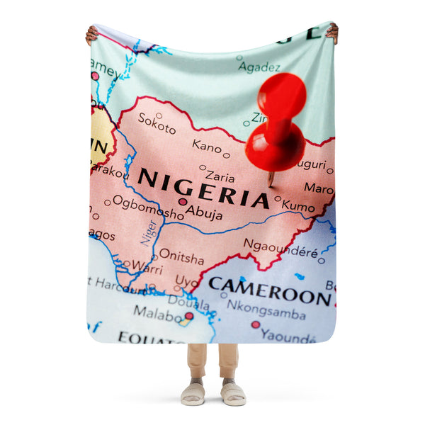 Nigeria Map Sherpa Blanket