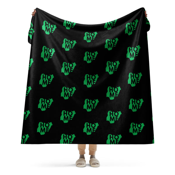 Nigeria Home Green Map on Black, Sherpa Blanket