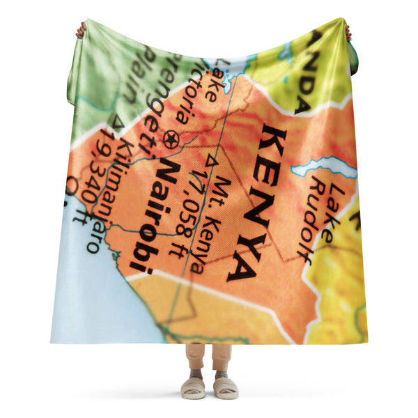 Kenya Map, Sherpa Blanket