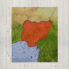 Nigeria Throw Blanket - Nigeria Rugged Map