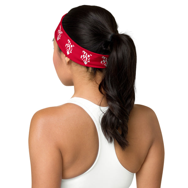 Kenya Headband - White Map on Crimson Fabric