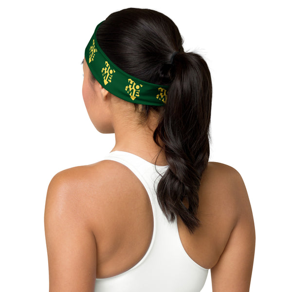 Kenya Headband - Yellow Map on Forest Green Fabric
