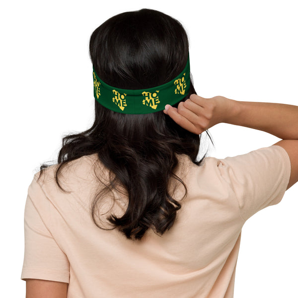 Kenya Headband - Yellow Map on Forest Green Fabric