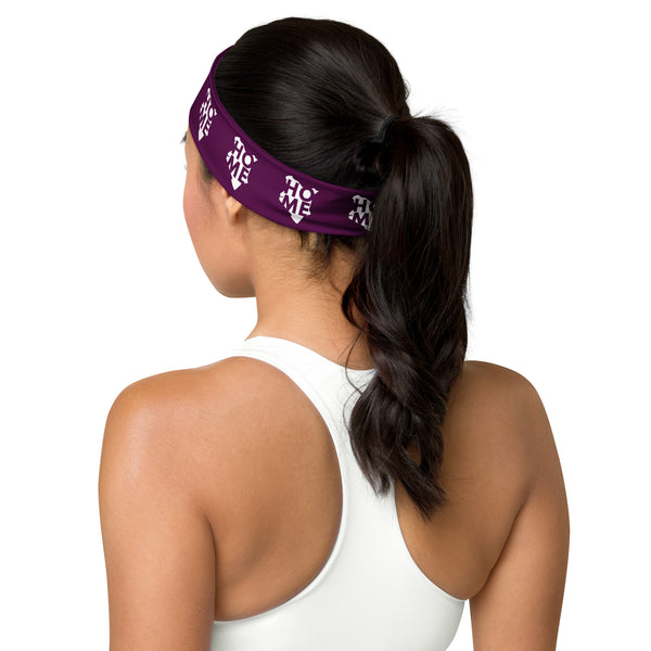 Kenya Headband - White Map on Tyrian Purple Fabric