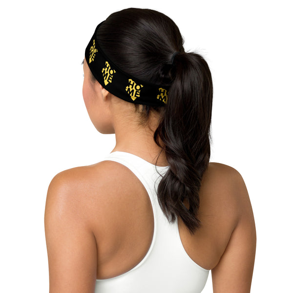 Kenya Head band - Yellow Map on Black Fabric