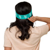 Kenyan Headband - White Map on Iris Blue Fabric