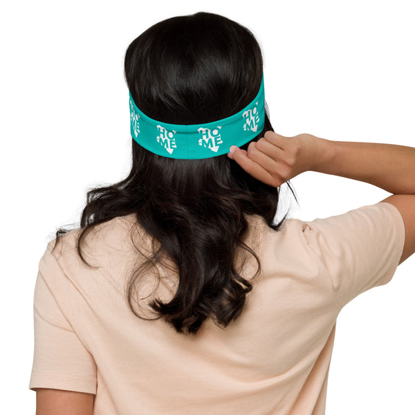 Kenyan Headband - White Map on Iris Blue Fabric