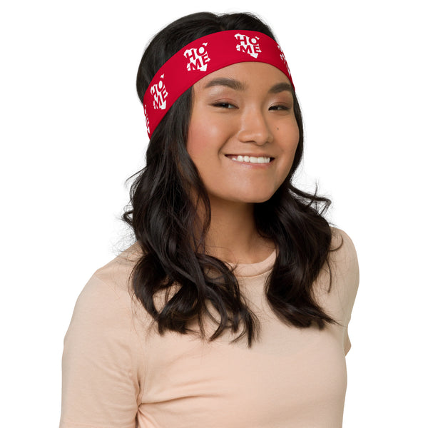 Kenya Headband - White Map on Crimson Fabric