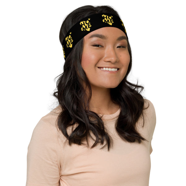Kenya Head band - Yellow Map on Black Fabric