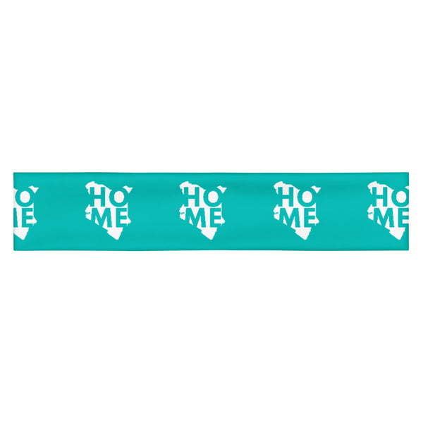 Kenyan Headband - White Map on Iris Blue Fabric