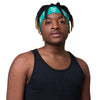 Kenyan Headband - White Map on Iris Blue Fabric