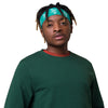 Kenyan Headband - White Map on Iris Blue Fabric