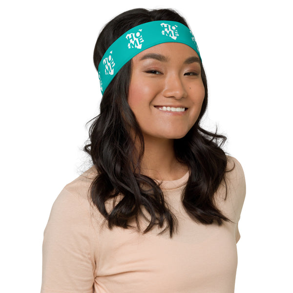 Kenyan Headband - White Map on Iris Blue Fabric