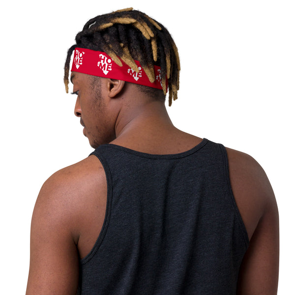 Kenya Headband - White Map on Crimson Fabric
