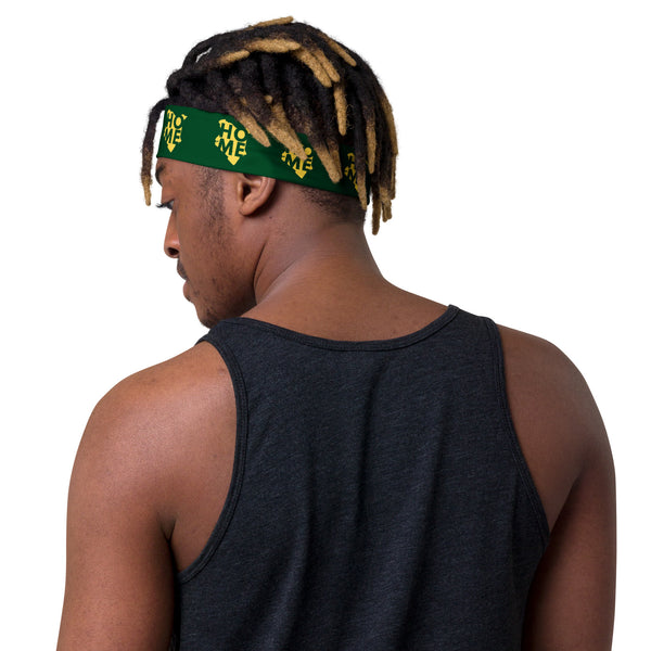 Kenya Headband - Yellow Map on Forest Green Fabric