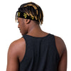 Kenya Head band - Yellow Map on Black Fabric