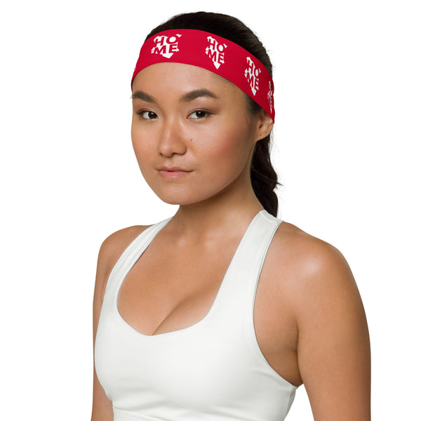 Kenya Headband - White Map on Crimson Fabric