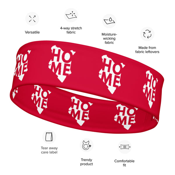 Kenya Headband - White Map on Crimson Fabric