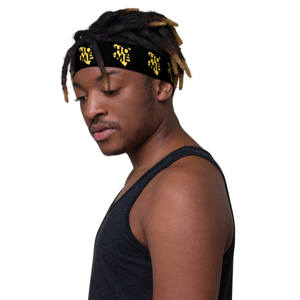 Kenya Head band - Yellow Map on Black Fabric