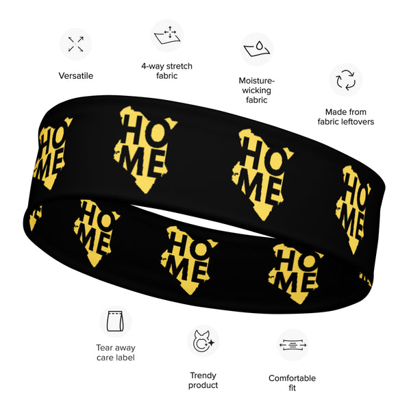 Kenya Head band - Yellow Map on Black Fabric