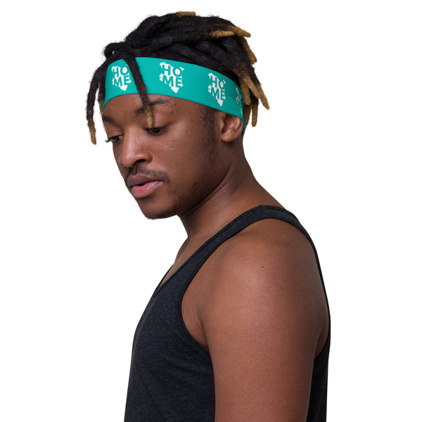 Kenyan Headband - White Map on Iris Blue Fabric