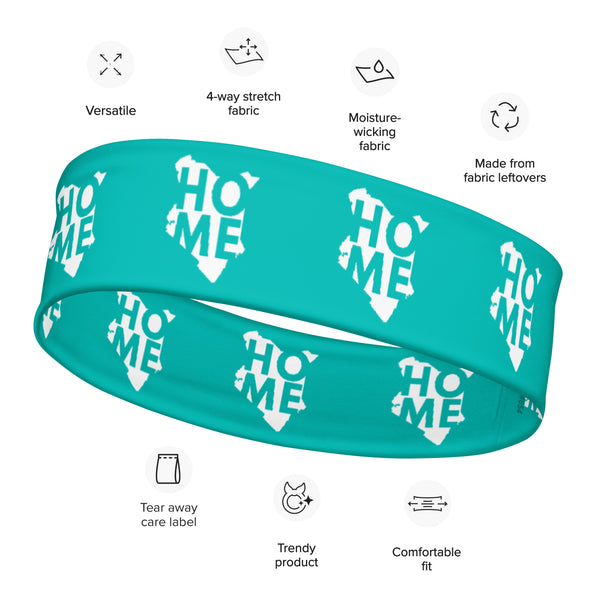 Kenyan Headband - White Map on Iris Blue Fabric