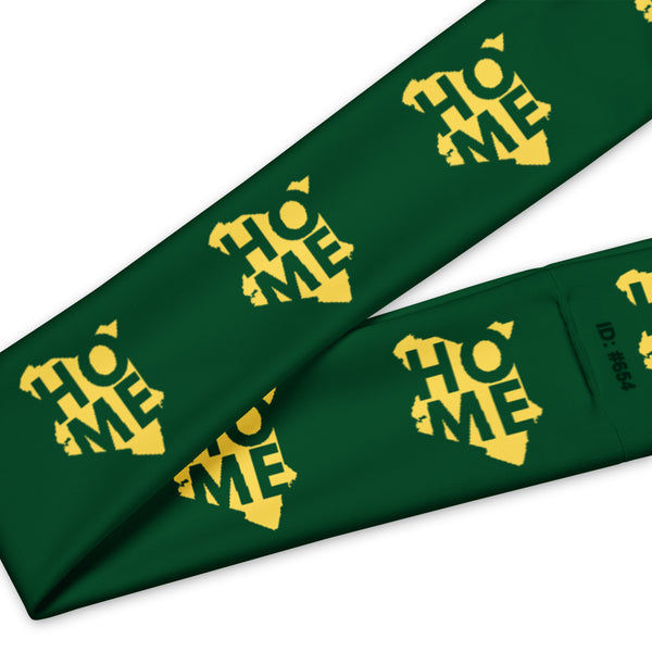 Kenya Headband - Yellow Map on Forest Green Fabric
