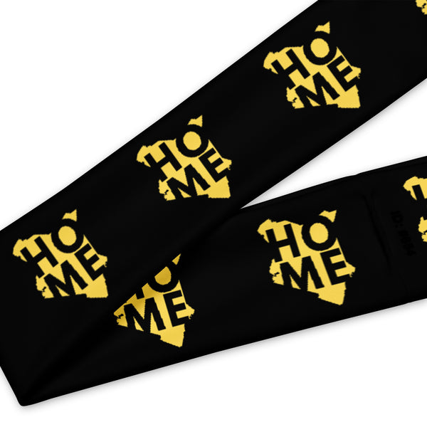 Kenya Head band - Yellow Map on Black Fabric