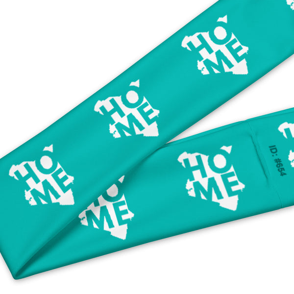 Kenyan Headband - White Map on Iris Blue Fabric