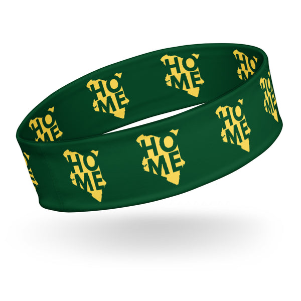 Kenya Headband - Yellow Map on Forest Green Fabric