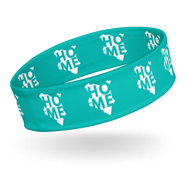 Kenyan Headband - White Map on Iris Blue Fabric