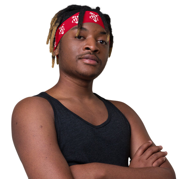 Kenya Headband - White Map on Crimson Fabric