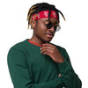 Kenya Headband - White Map on Crimson Fabric