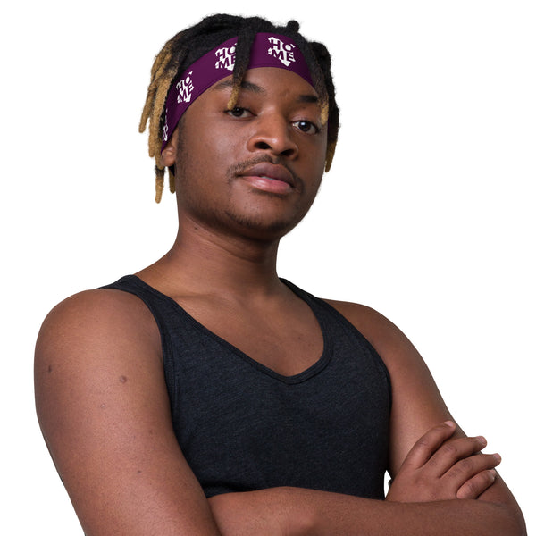 Kenya Headband - White Map on Tyrian Purple Fabric