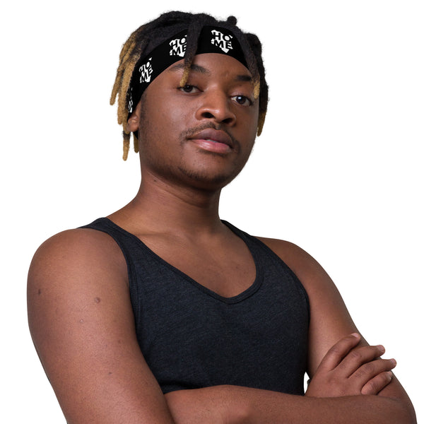 Kenya Head band - White Map on Black Fabric