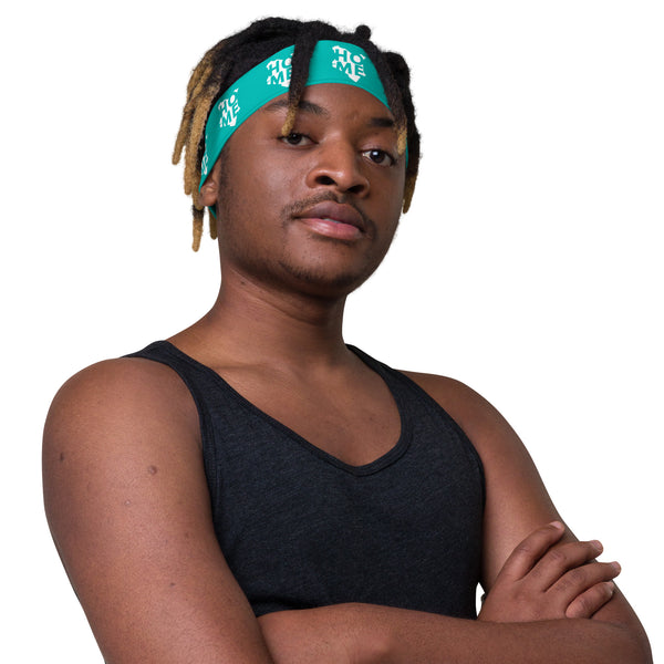 Kenyan Headband - White Map on Iris Blue Fabric