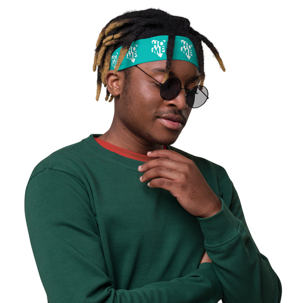 Kenyan Headband - White Map on Iris Blue Fabric