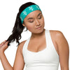 Kenyan Headband - White Map on Iris Blue Fabric