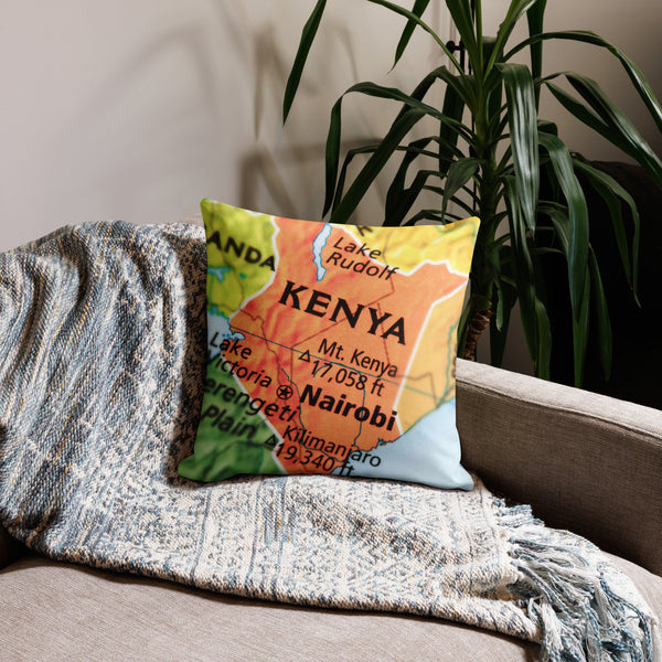 Kenyan Map Premium Throw Pillow