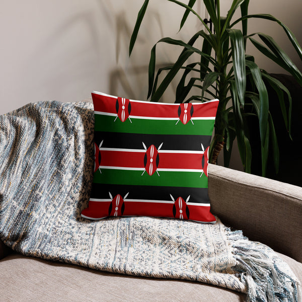 Kenya Premium Throw Pillow - Kenyan Flag Pattern
