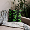 Kenya Premium Throw Pillow - Home, Kenya Grass Green Map on Black