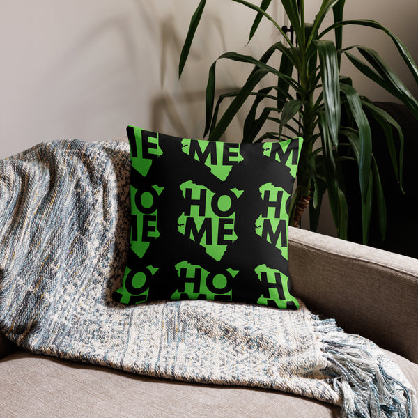 Kenya Premium Throw Pillow - Home, Kenya Grass Green Map on Black