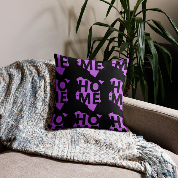 Kenya Premium Throw Pillow - Home, Kenya Magenta Map on Black