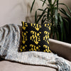 Kenya Premium Throw Pillow - Home, Kenya Yellow Map on Black