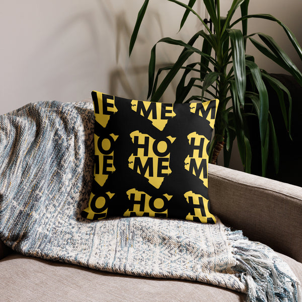 Kenya Premium Throw Pillow - Home, Kenya Yellow Map on Black