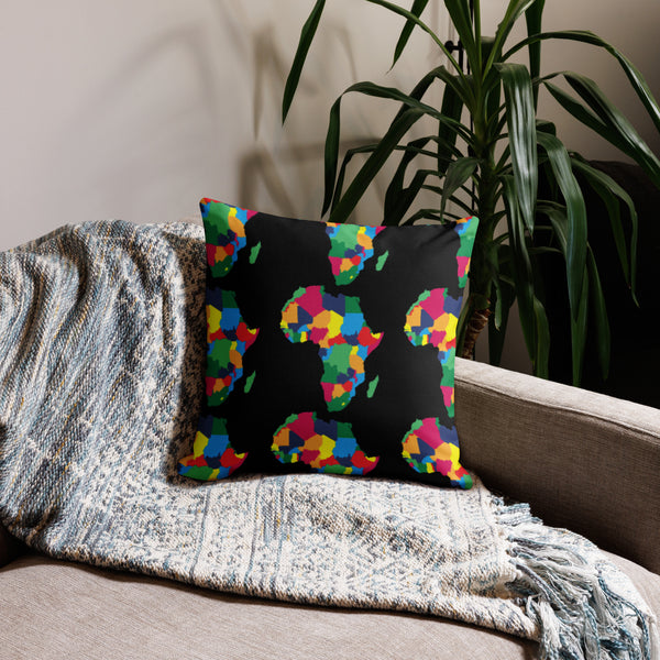 Africa Premium Throw Pillow - Africa Countries Map on Plain Black