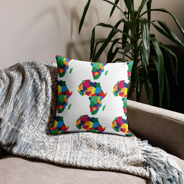 Africa Premium Throw Pillow - Africa Countries Map on Plain Black