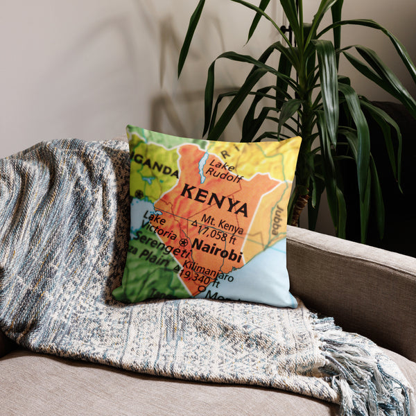 Kenyan Map Premium Throw Pillow