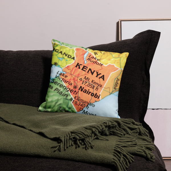 Kenyan Map Premium Throw Pillow