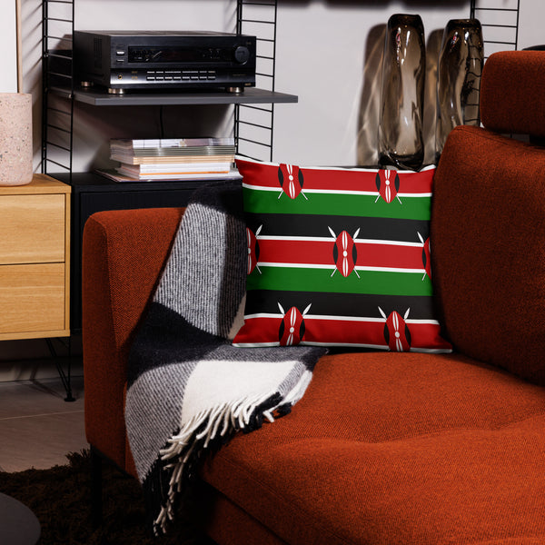Kenya Premium Throw Pillow - Kenyan Flag Pattern